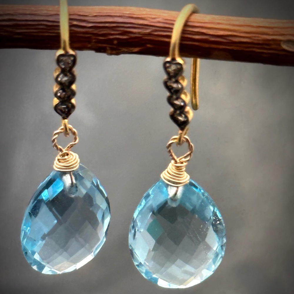 Handmade Swiss blue Topaz earrings Matana jewelry
